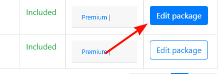 Admin Center Edit Package Button