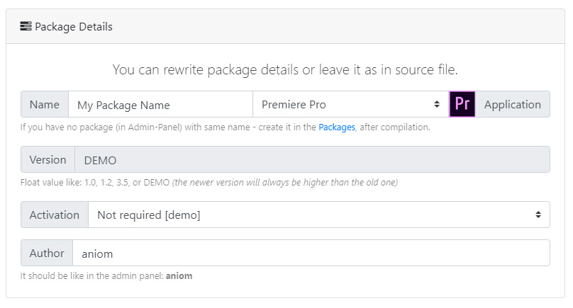 Compilation Package Details