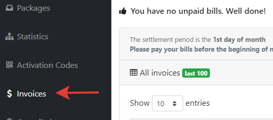 Dashboard Unpaid Notify