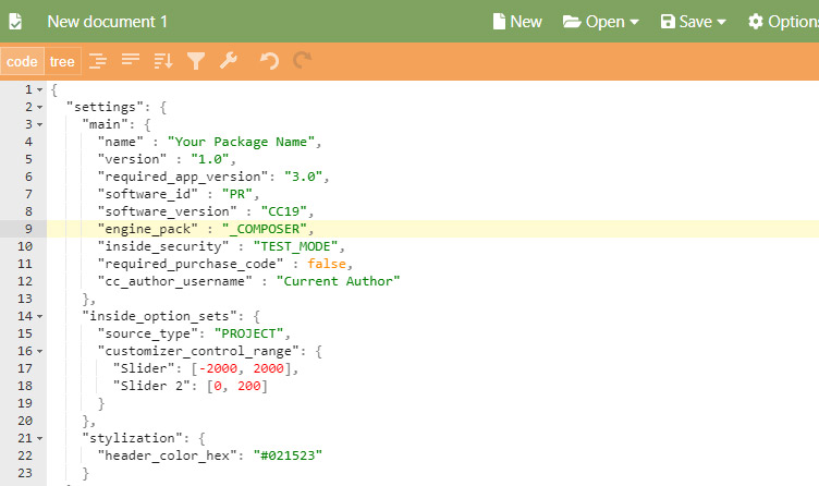 Json Structure on site