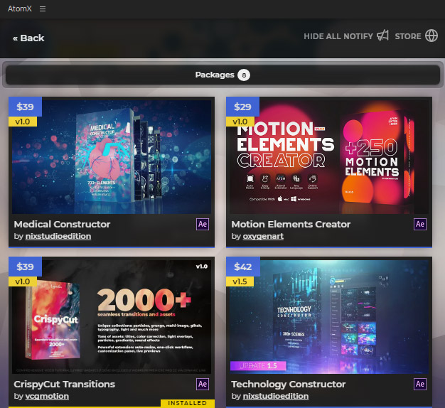 AtomX Market inside extension