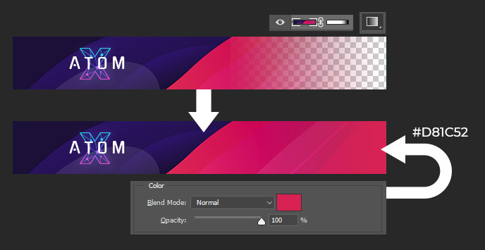 Use gradient mask to create transition in color