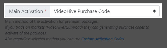 Admin Center: VH main Activation Method