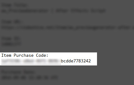 Purchase Code File Text